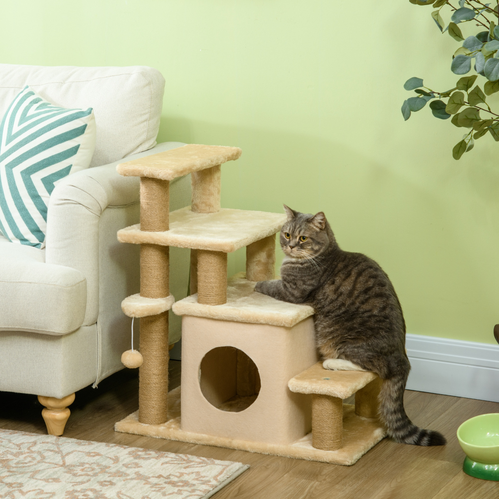 4-Step Pet Stairs for Beds with Removable Cover