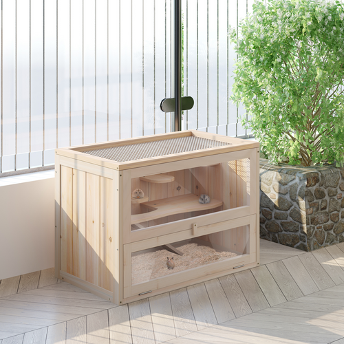 2-Level Wooden Hamster Cage & Small Pet Hutch