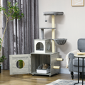 Cat Litter Box Enclosure with Bed & Scratching Posts | Petmelle