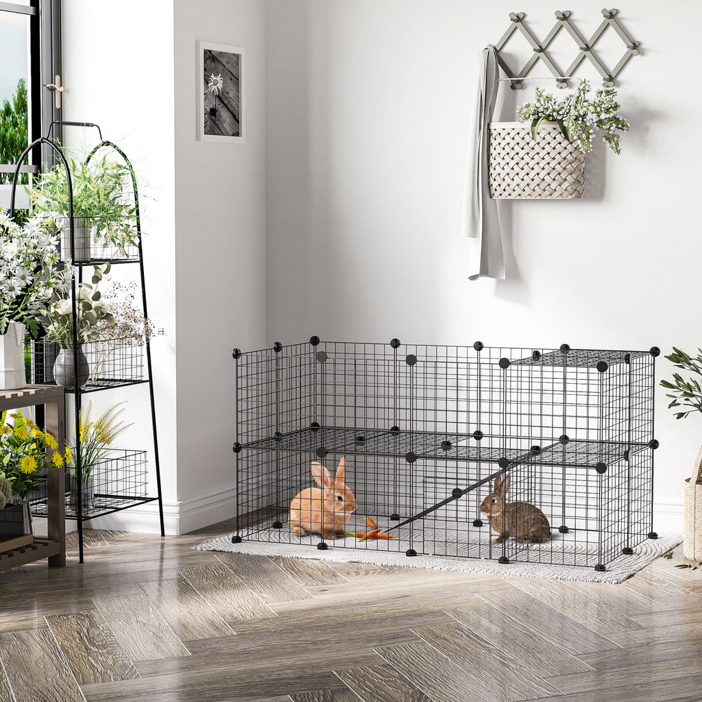 36-Panel Small Animal Playpen for Rabbits & Guinea Pigs