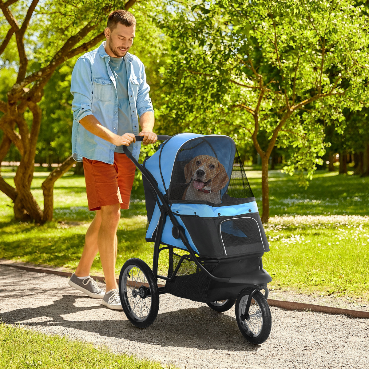 3-Wheel Foldable Pet Stroller for Dogs & Cats | Petmelle