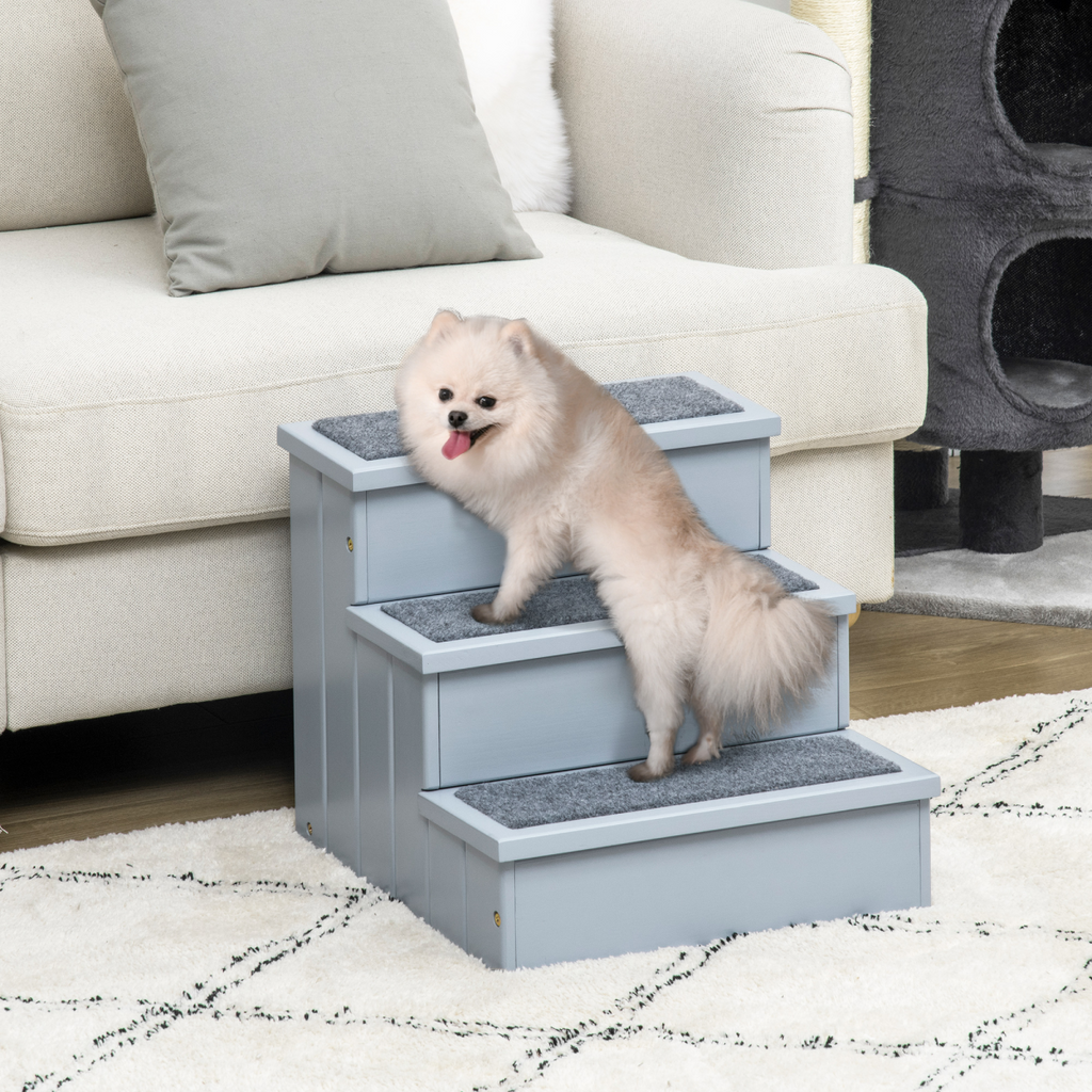3-Step Wooden Pet Stairs with Storage for Dogs & Cats | Petmelle