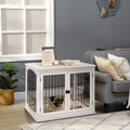 White Wooden Dog Crate End Table for Small Dogs