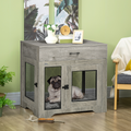 Grey Double-Door Furniture Dog Crate for Medium Dogs