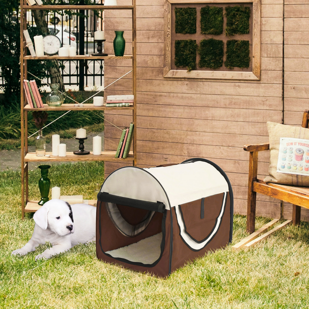 Brown Foldable Soft Pet Crate & Travel Carrier