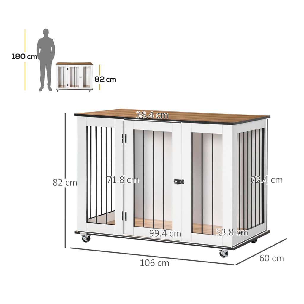 White Furniture Dog Crate End Table with Lockable Door | Petmelle