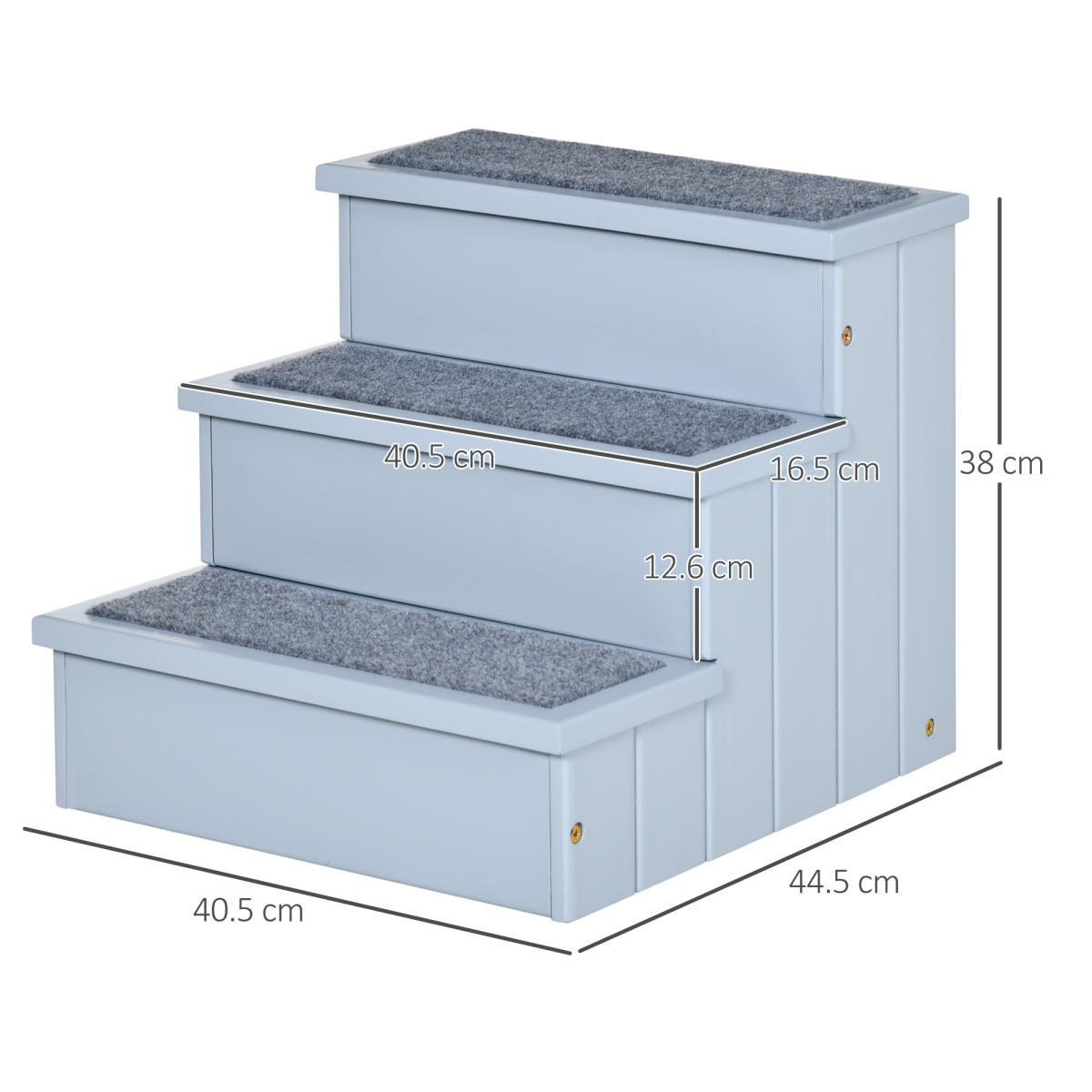 3-Step Wooden Pet Stairs with Storage for Dogs & Cats | Petmelle