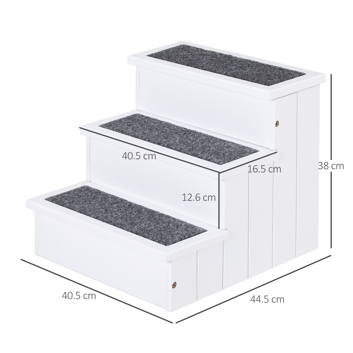 3-Step Wooden Pet Stairs with Storage for Dogs & Cats