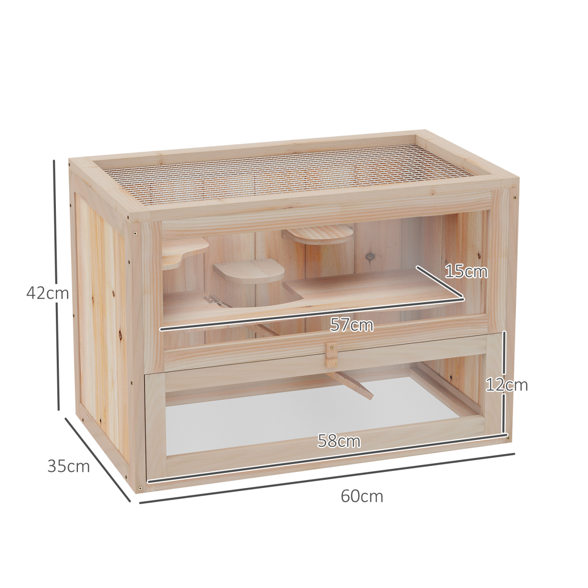 2-Level Wooden Hamster Cage & Small Pet Hutch