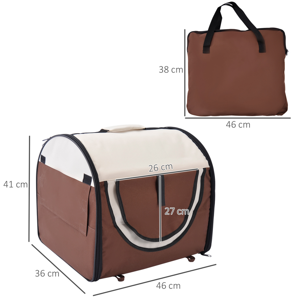 Brown Foldable Soft Pet Crate & Travel Carrier