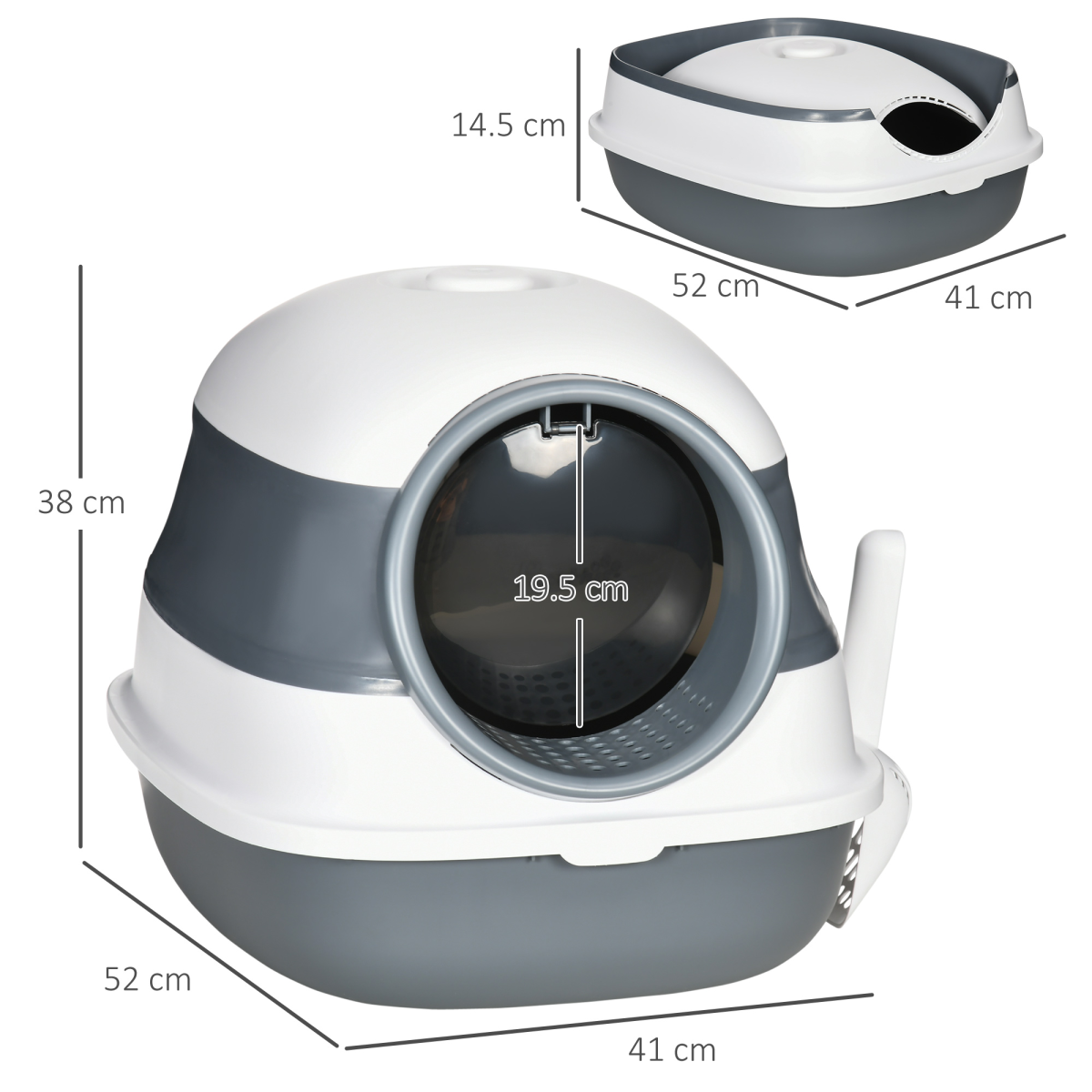 High-Sided Hooded Cat Litter Box with Scoop & Deodorising Filter