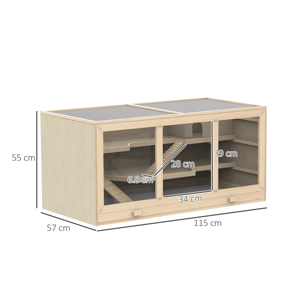 Wooden Hamster & Rodent Exercise Hutch with Play Area