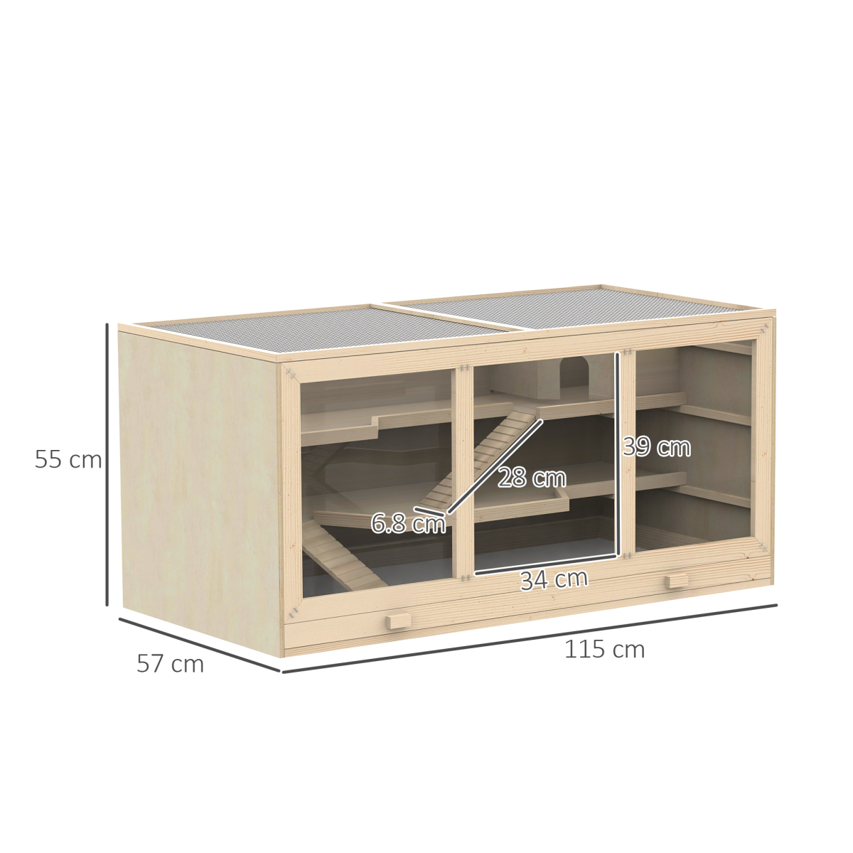Wooden Hamster & Rodent Exercise Hutch with Play Area