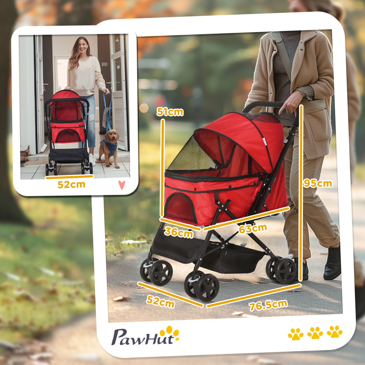Foldable Dog & Cat Stroller with Reversible Handle | Petmelle
