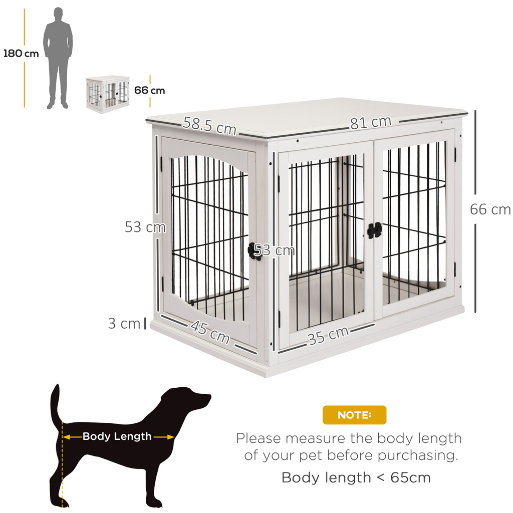 White Wooden Dog Crate End Table for Small Dogs