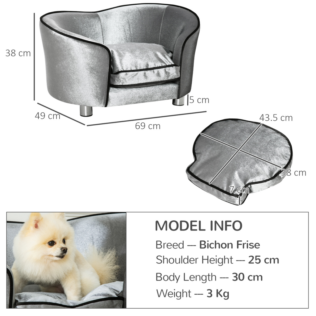 Modern Dog Sofa Bed with Removable Cushion & Storage Pocket