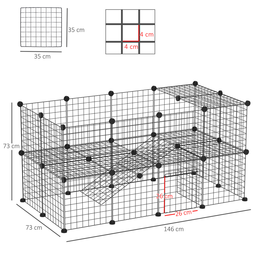 36-Panel Small Animal Playpen for Rabbits & Guinea Pigs