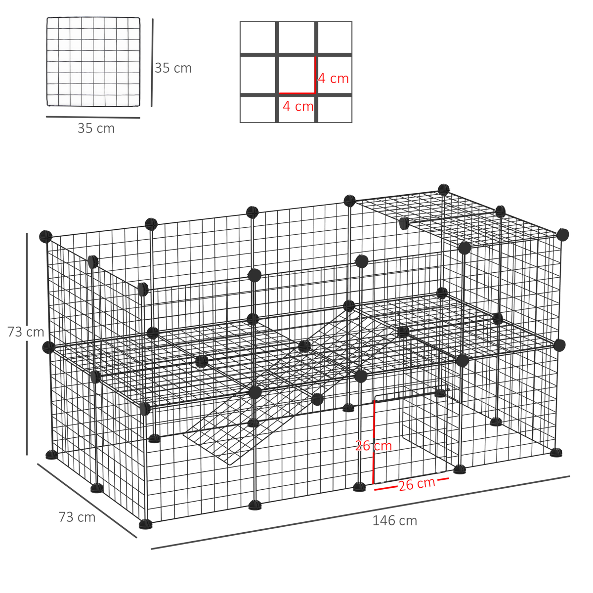 36-Panel Small Animal Playpen for Rabbits & Guinea Pigs