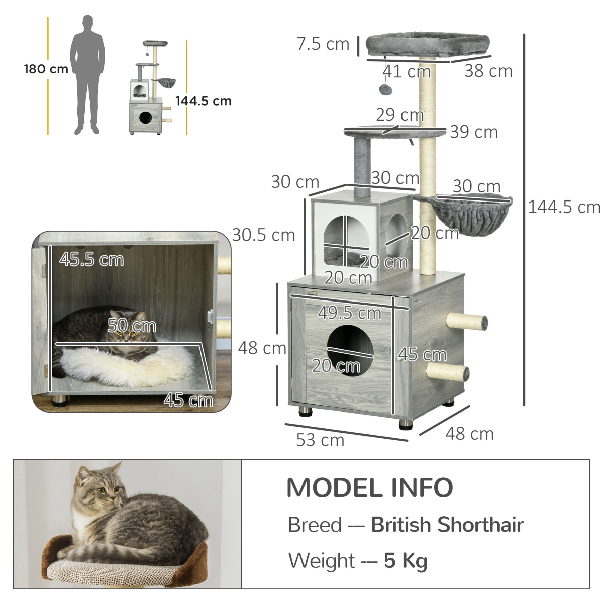 Cat Litter Box Enclosure with Bed & Scratching Posts | Petmelle