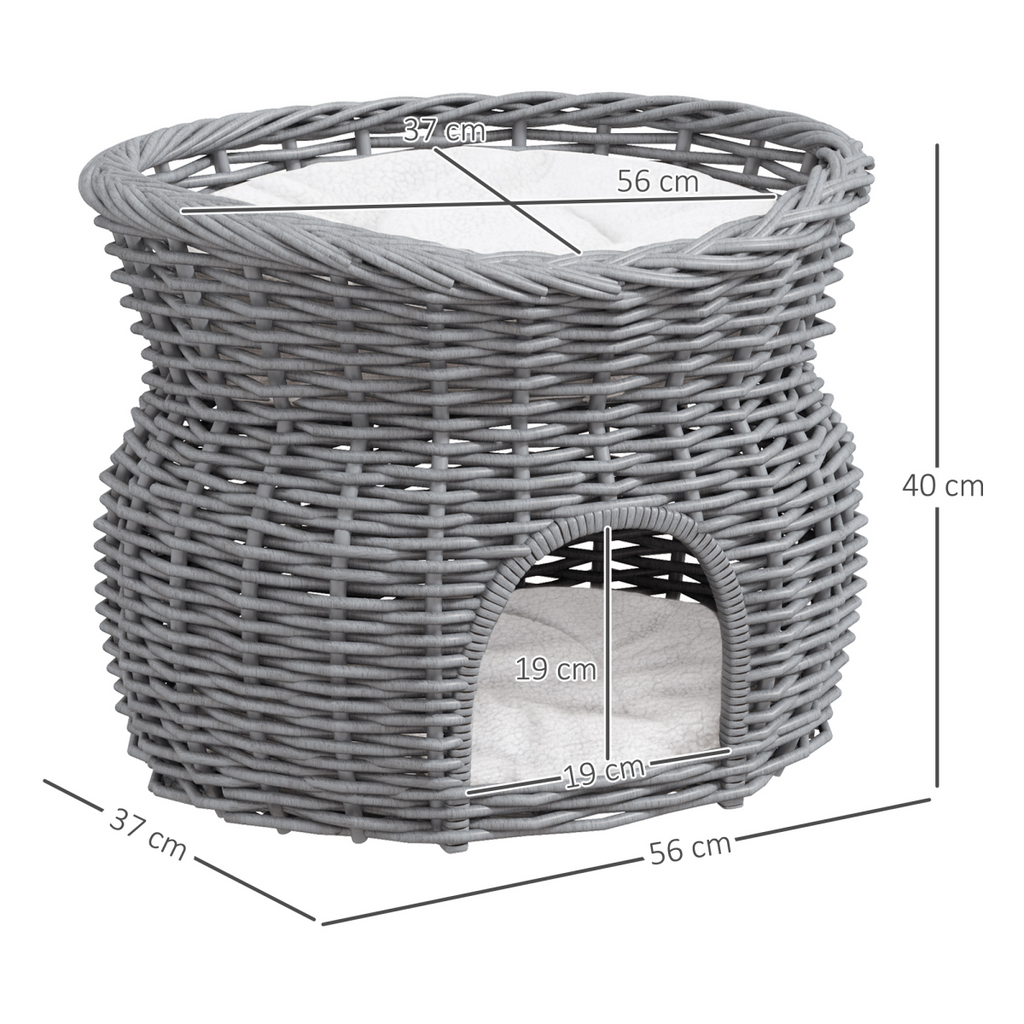2-Tier Willow Cat House & Elevated Cushion Bed