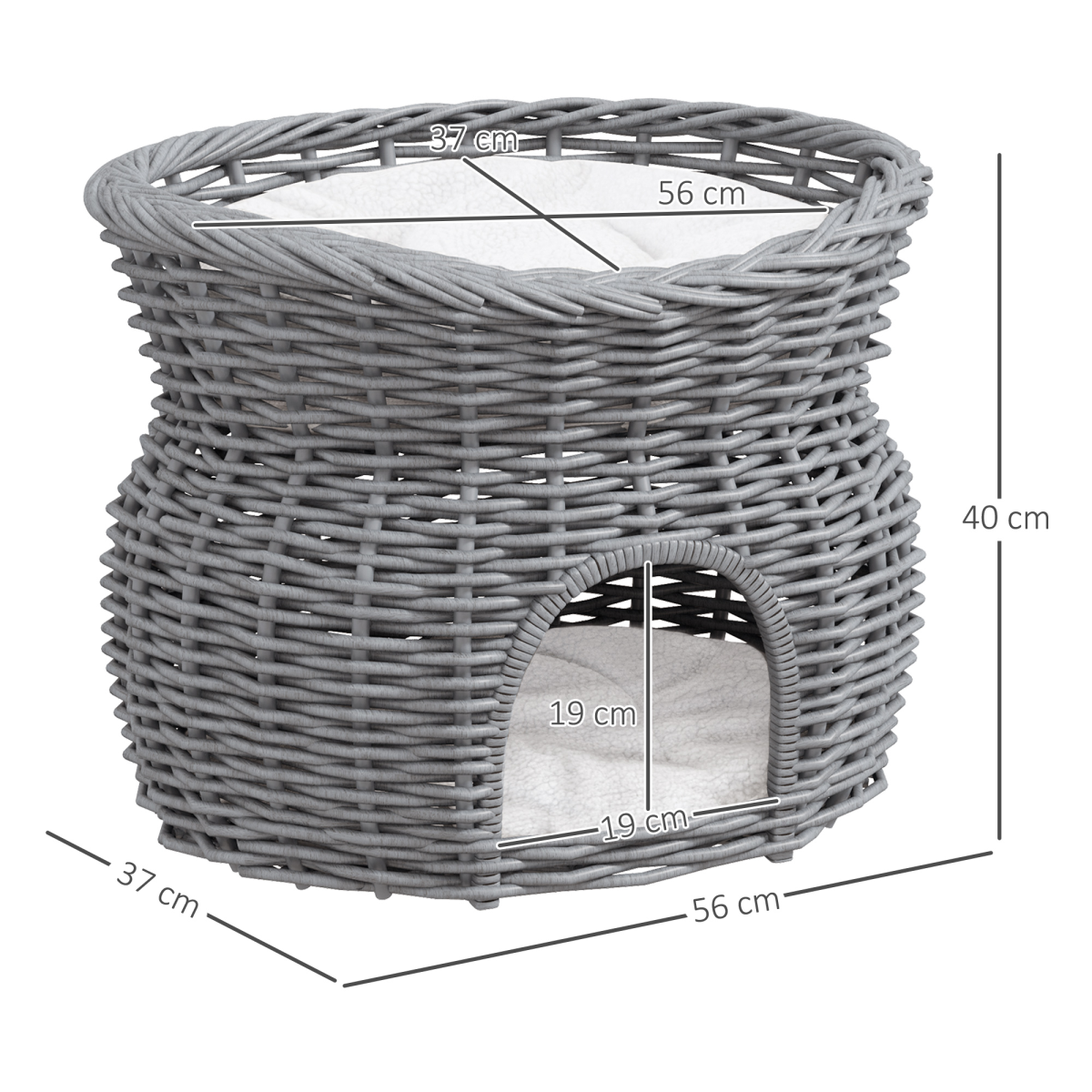 2-Tier Willow Cat House & Elevated Cushion Bed