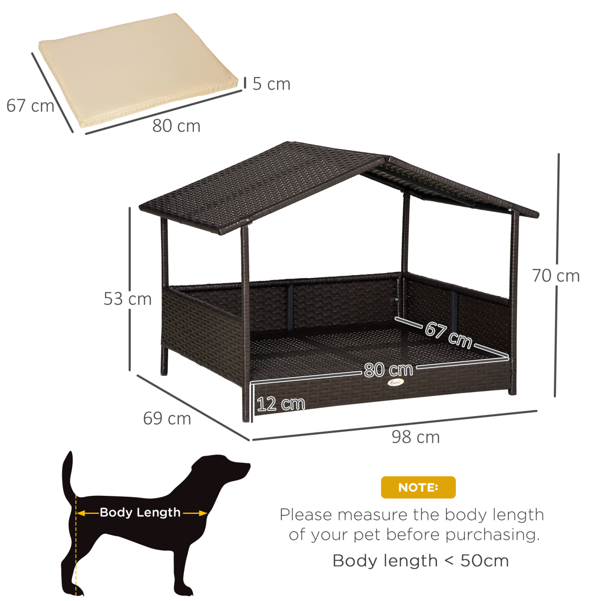 Wicker Dog & Cat House with Soft Cushion