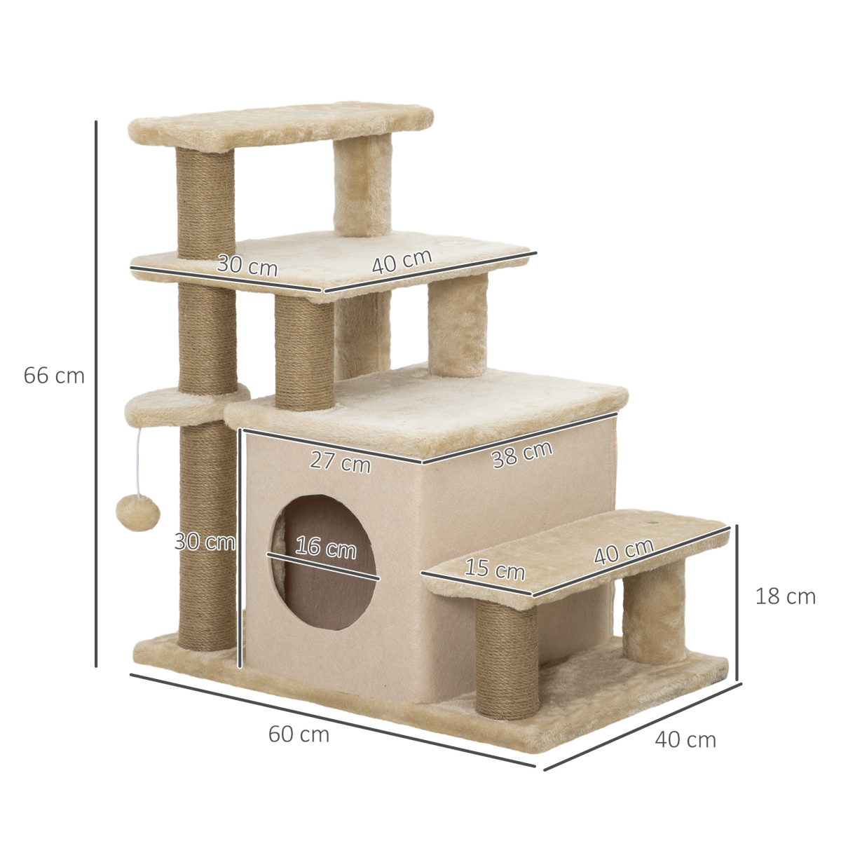 4-Step Pet Stairs for Beds with Removable Cover
