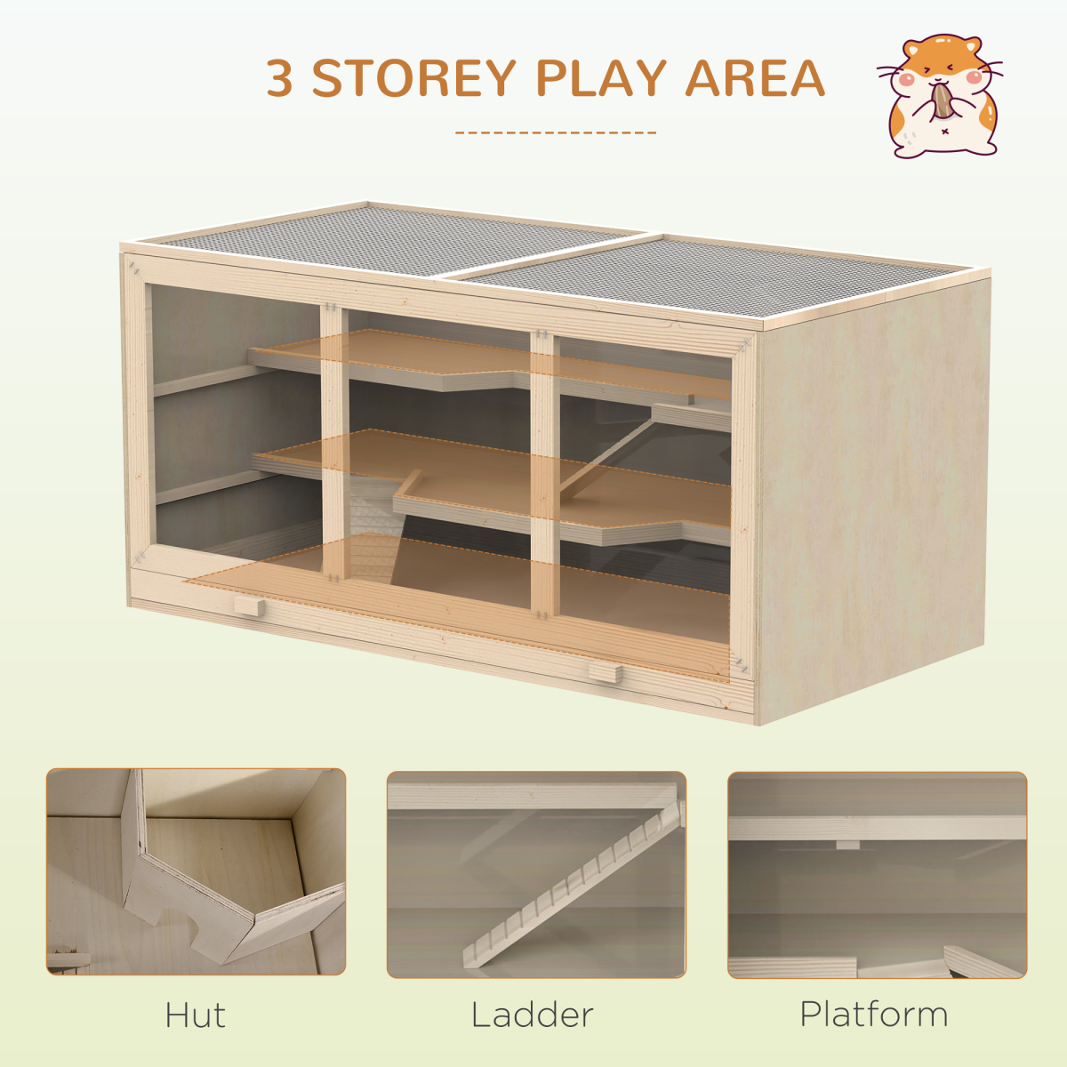 Wooden Hamster & Rodent Exercise Hutch with Play Area