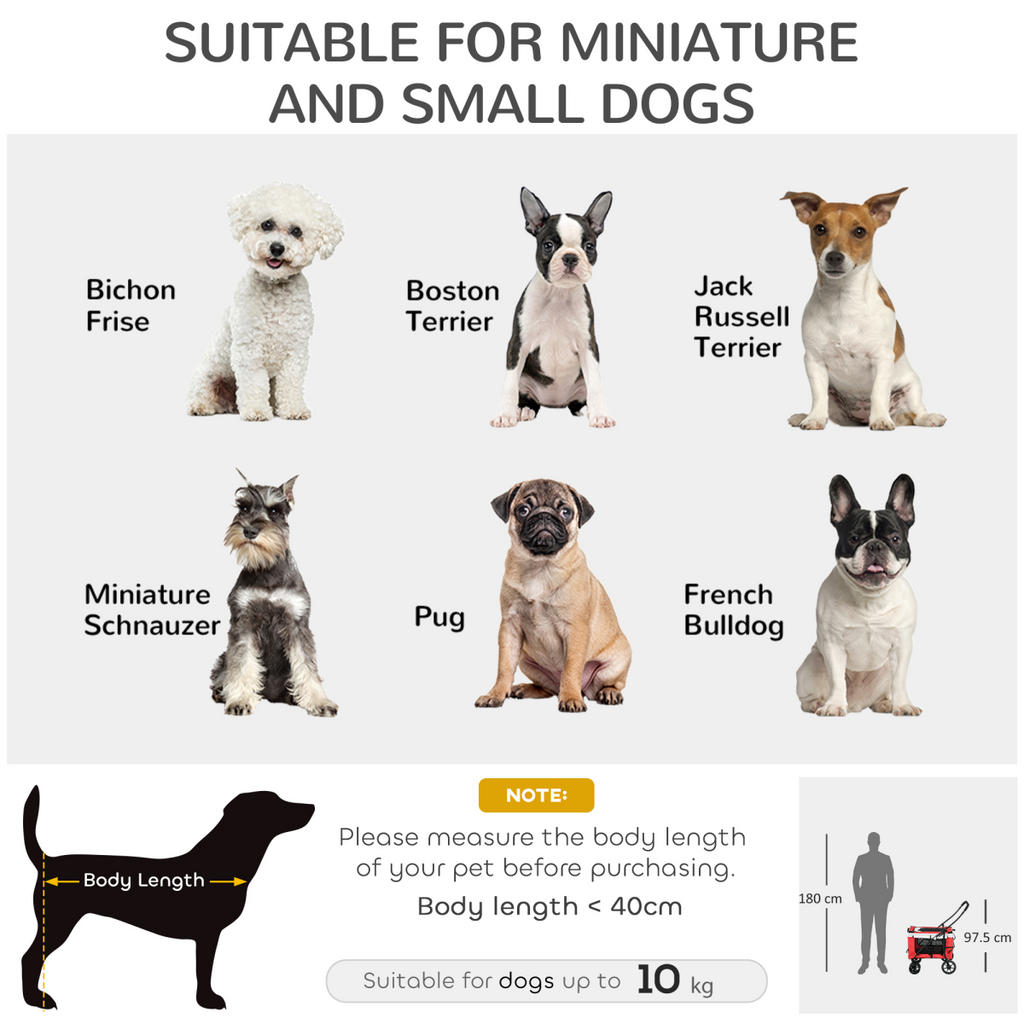 Foldable Pet Stroller with Detachable Carrier – Red