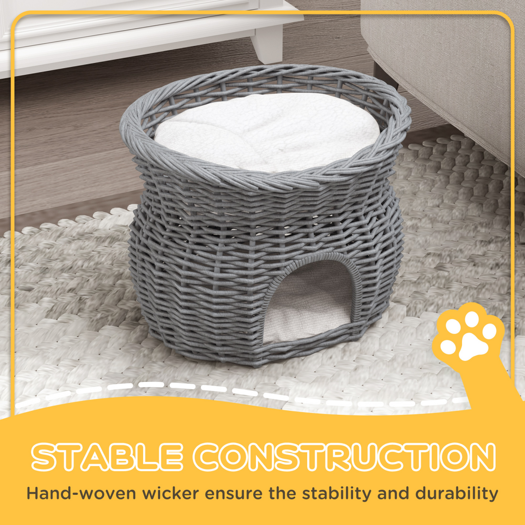 2-Tier Willow Cat House & Elevated Cushion Bed