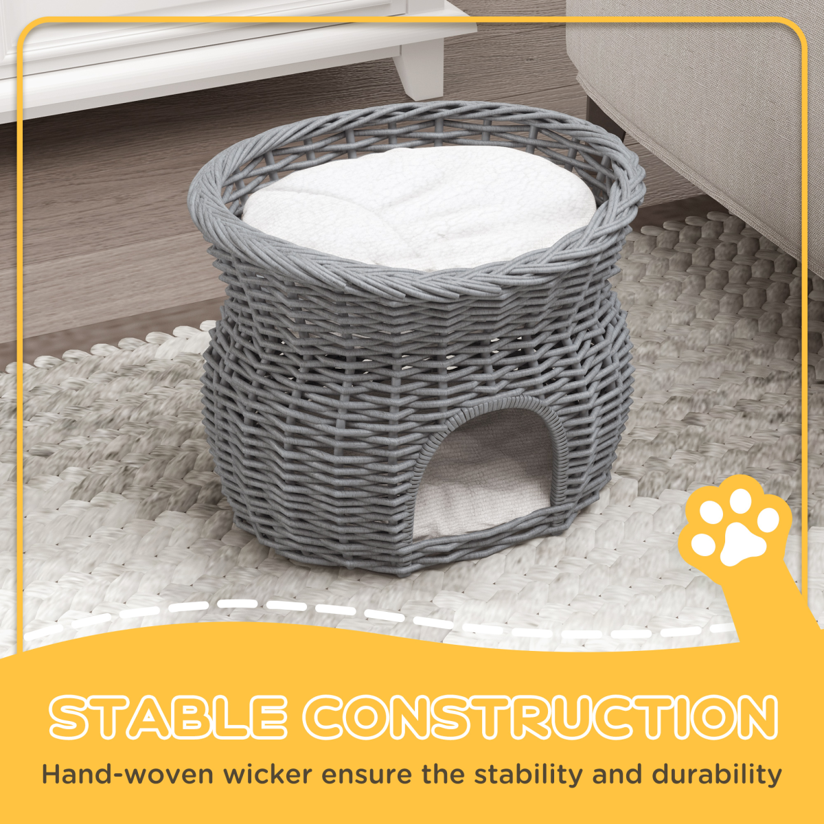 2-Tier Willow Cat House & Elevated Cushion Bed