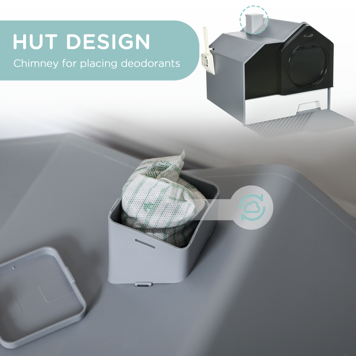 Hooded Cat Litter Tray with Drawer, Handle & Scoop