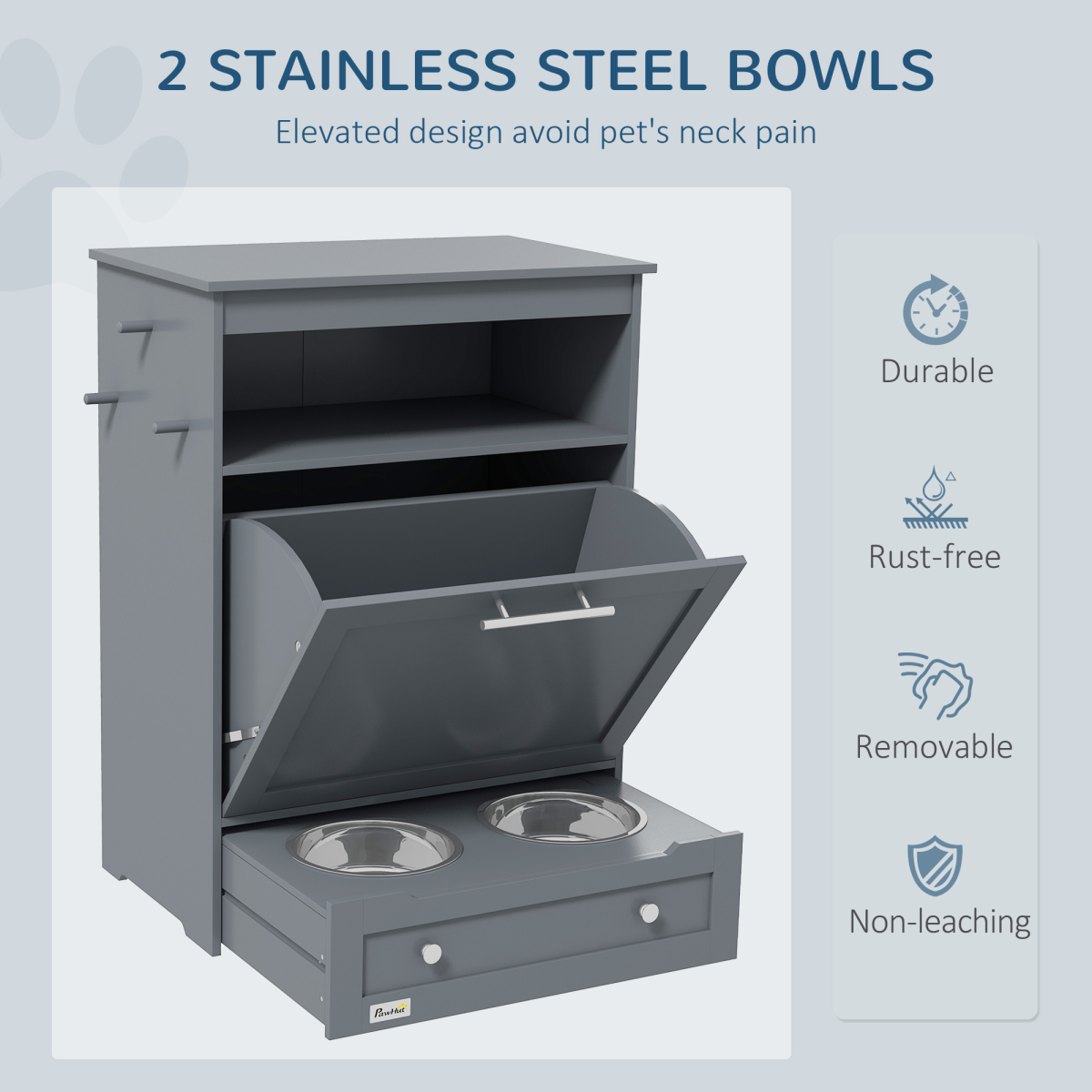 Dog & Cat Feeding Station with Food Storage Cabinet | Petmelle