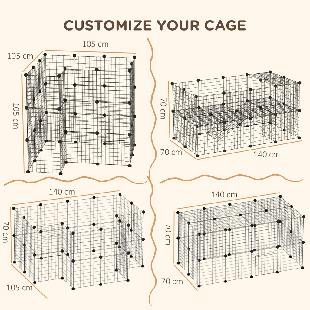 36-Panel Small Animal Playpen for Rabbits & Guinea Pigs