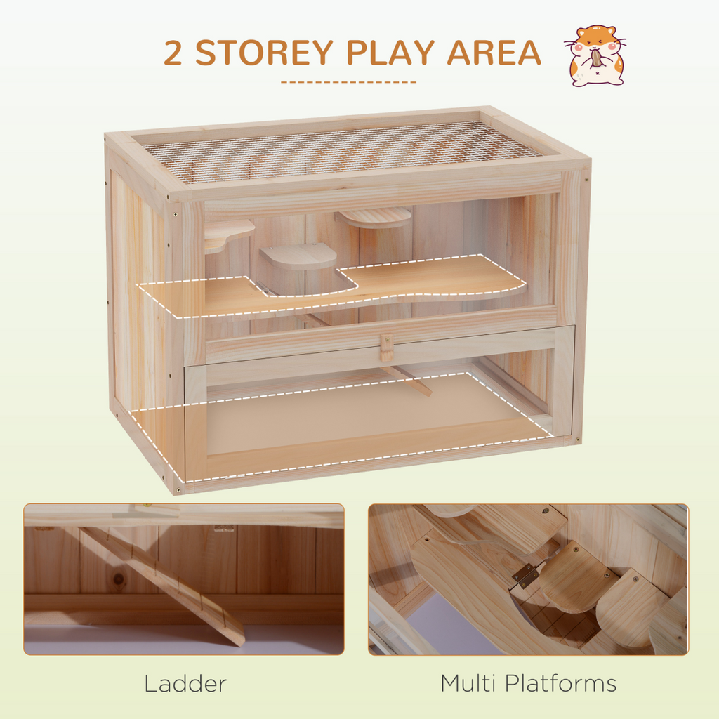 2-Level Wooden Hamster Cage & Small Pet Hutch
