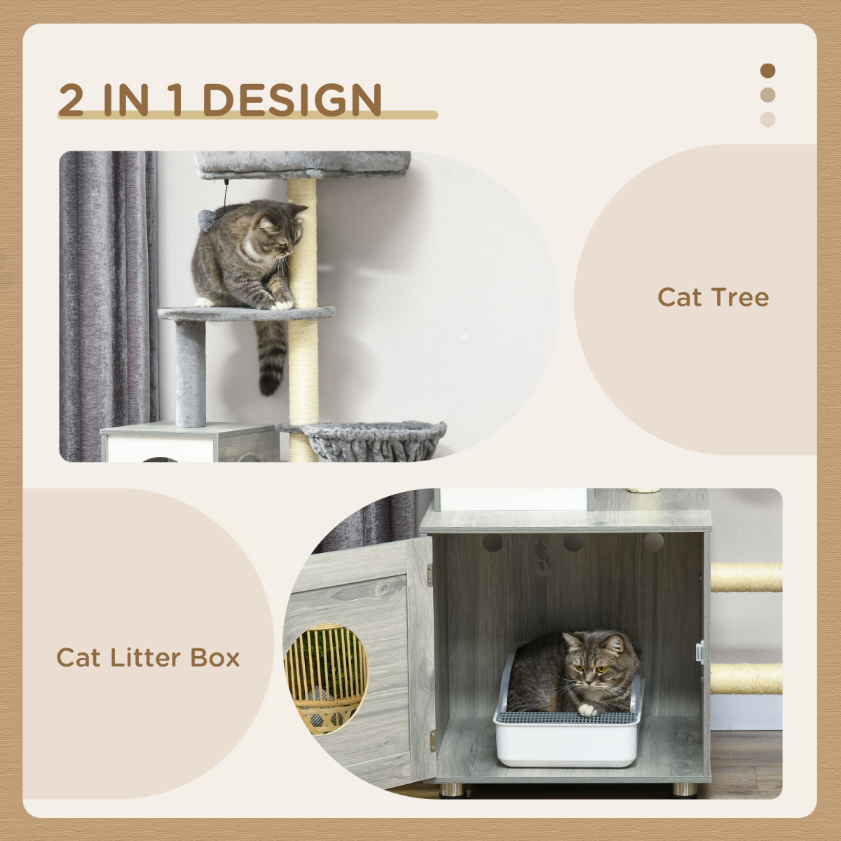 Cat Litter Box Enclosure with Bed & Scratching Posts | Petmelle