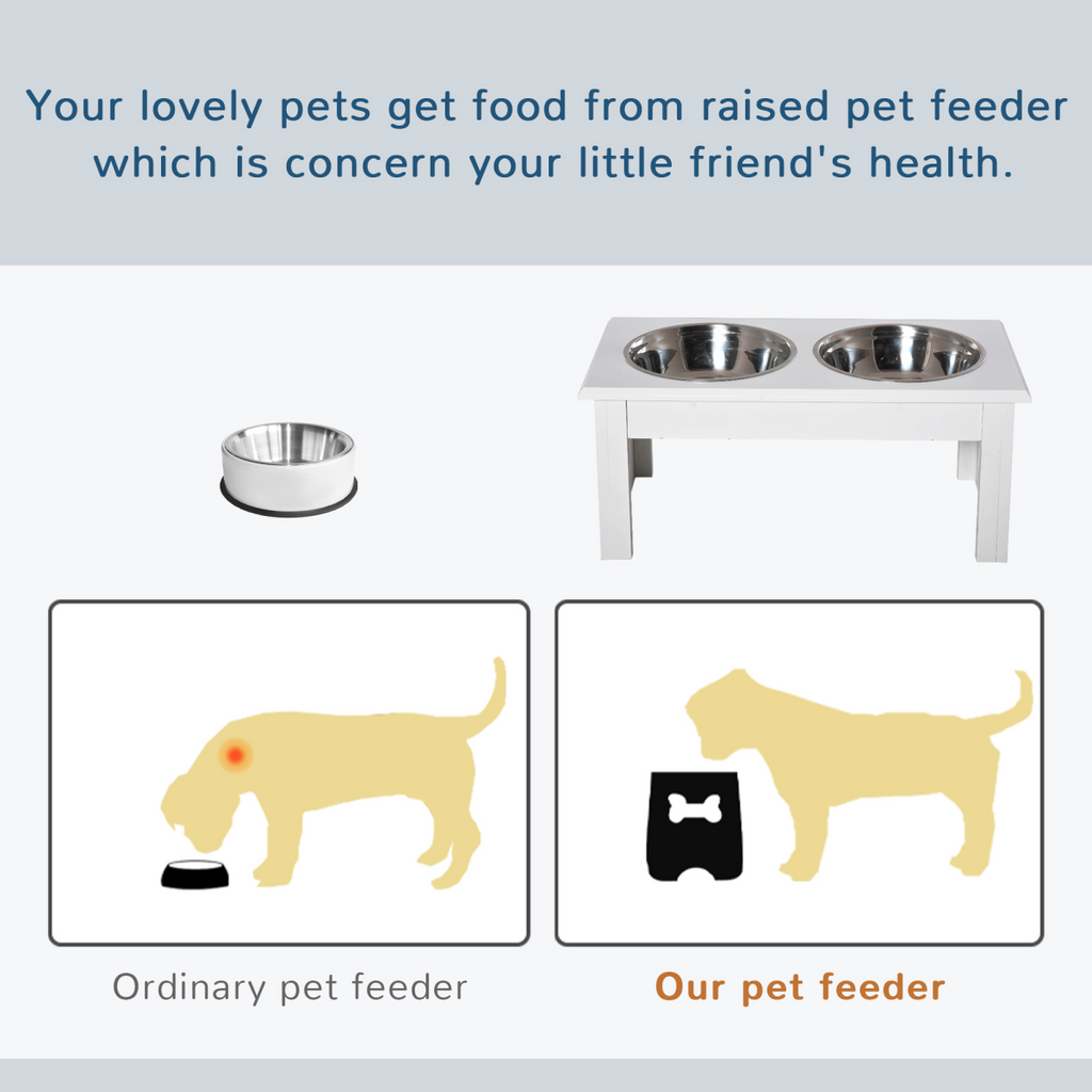 Elevated Stainless Steel Dog & Cat Feeding Bowls