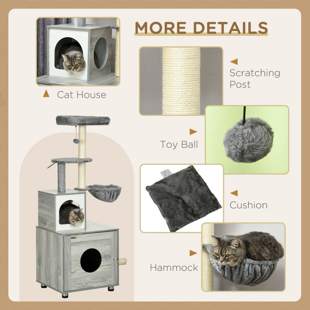 Cat Litter Box Enclosure with Bed & Scratching Posts | Petmelle