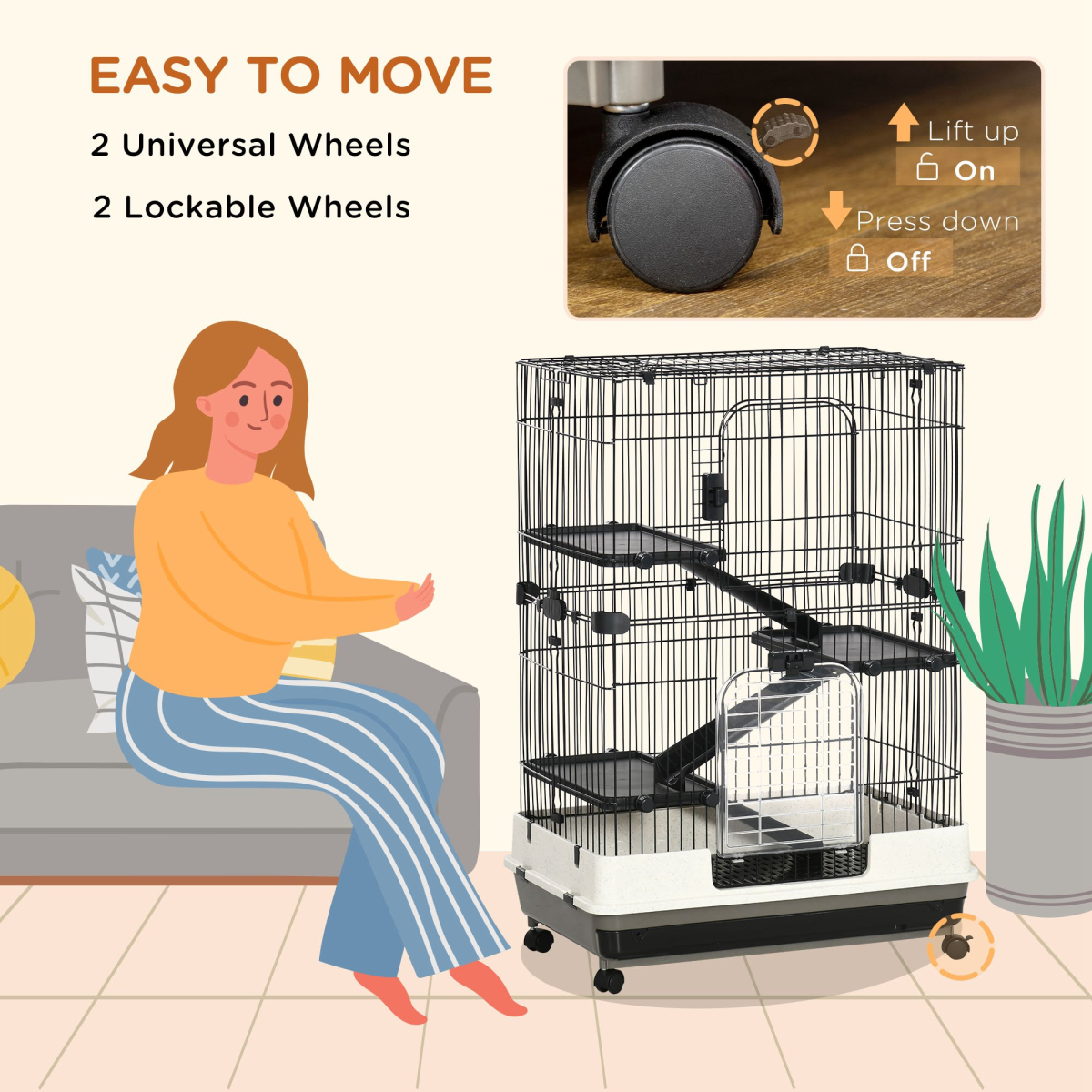 3-Tier Rabbit, Ferret & Chinchilla Cage with Ramp