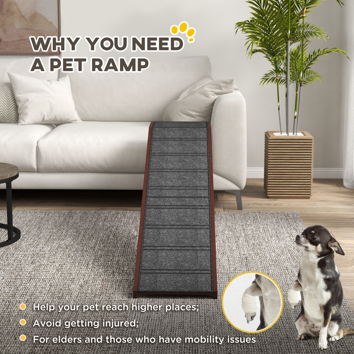 Non-Slip Dog & Cat Ramp for Beds and Sofas | Petmelle
