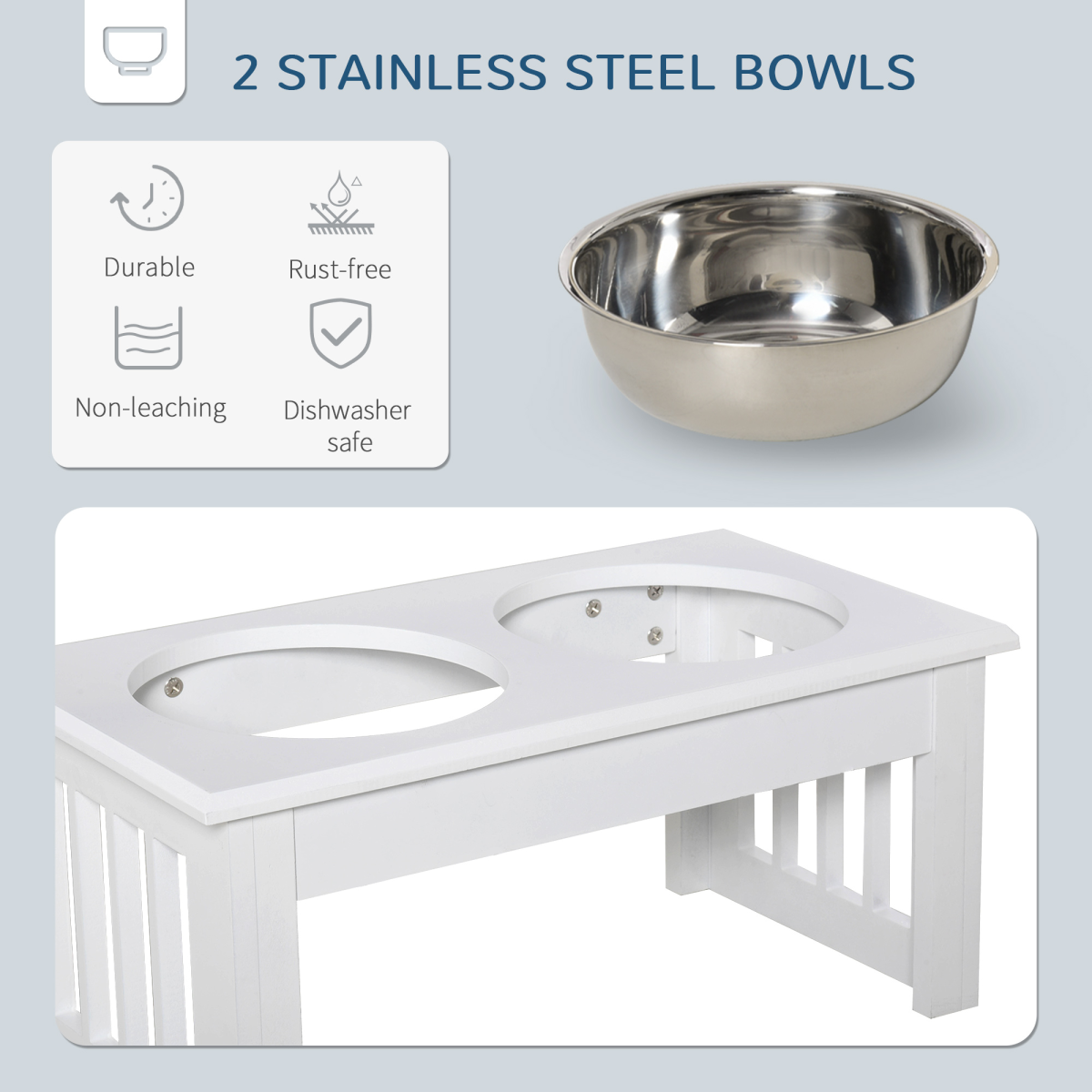 Elevated Stainless Steel Dog & Cat Feeding Bowls