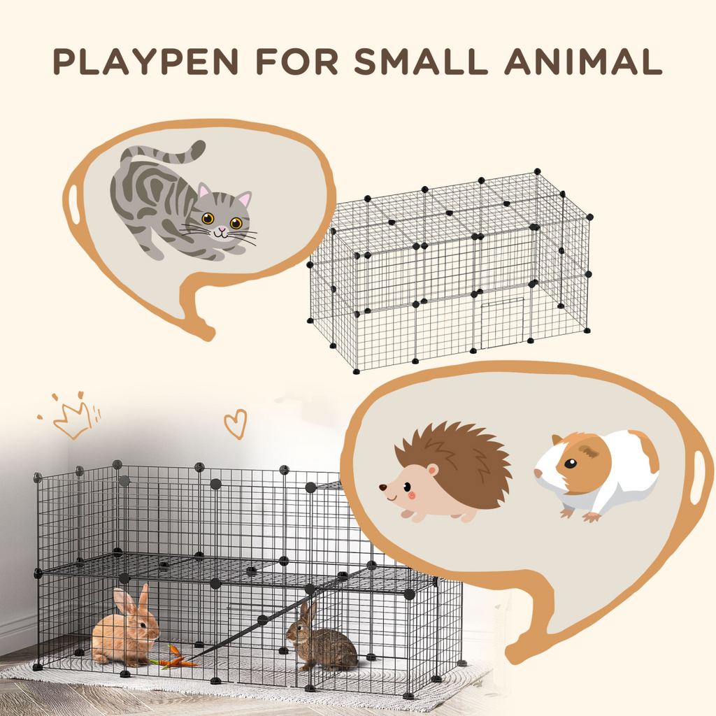 36-Panel Small Animal Playpen for Rabbits & Guinea Pigs