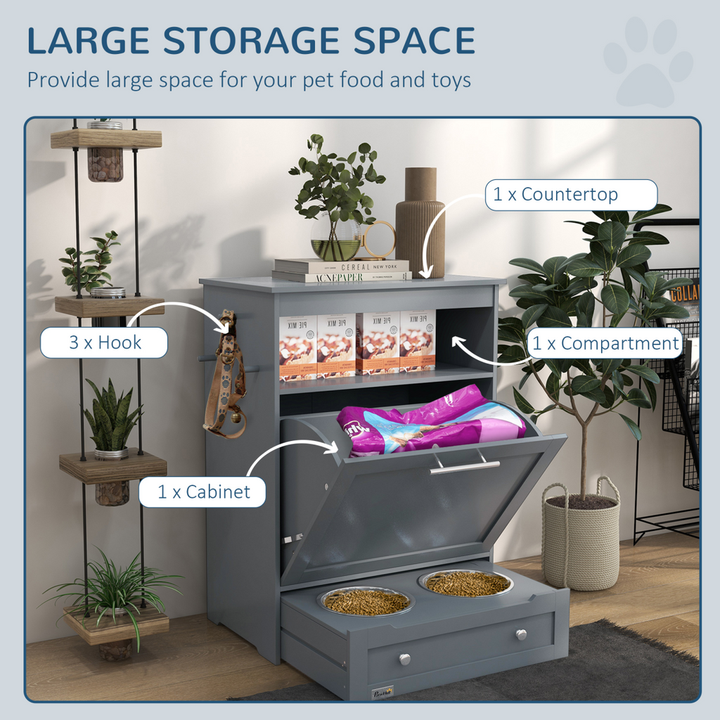 Dog & Cat Feeding Station with Food Storage Cabinet | Petmelle