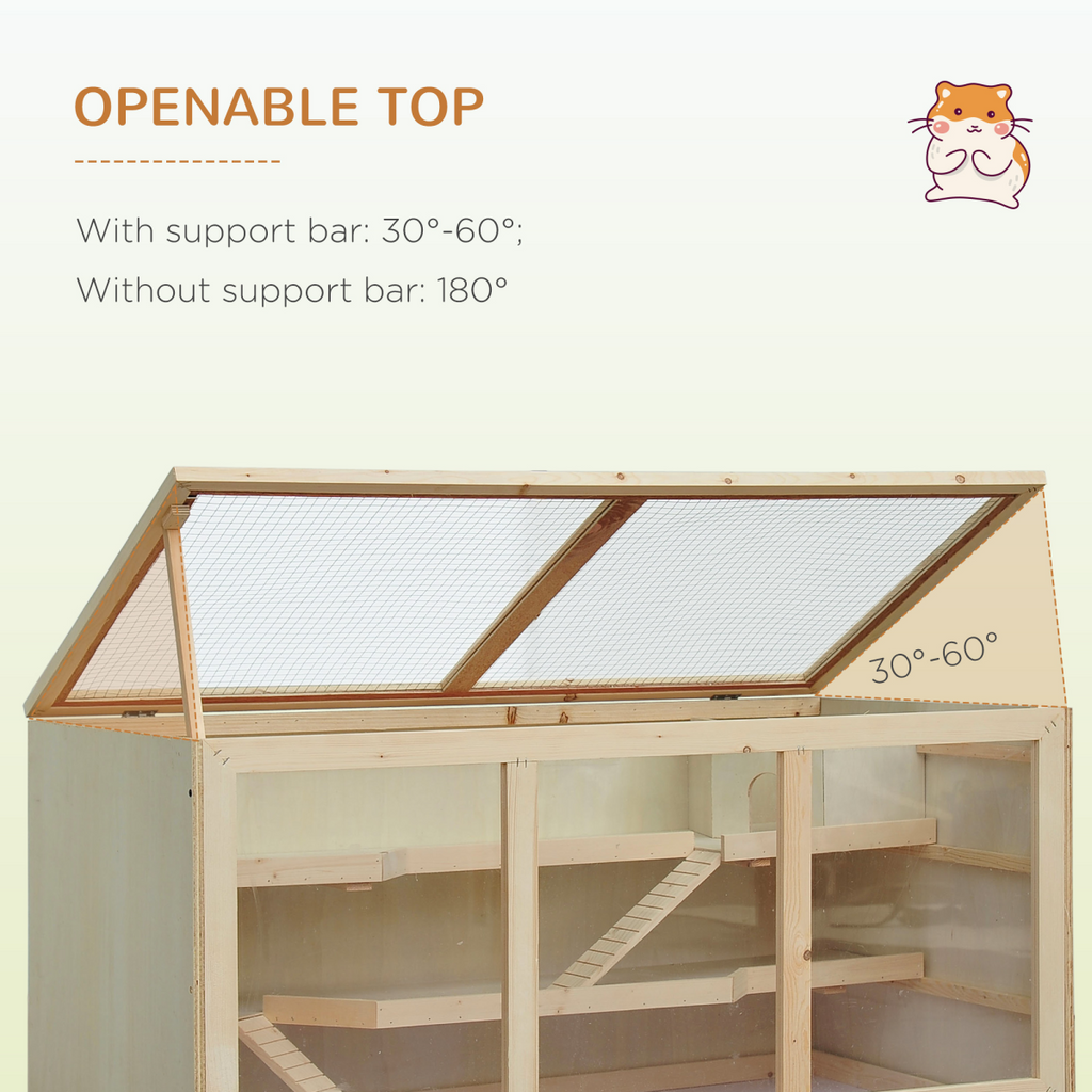 Wooden Hamster & Rodent Exercise Hutch with Play Area