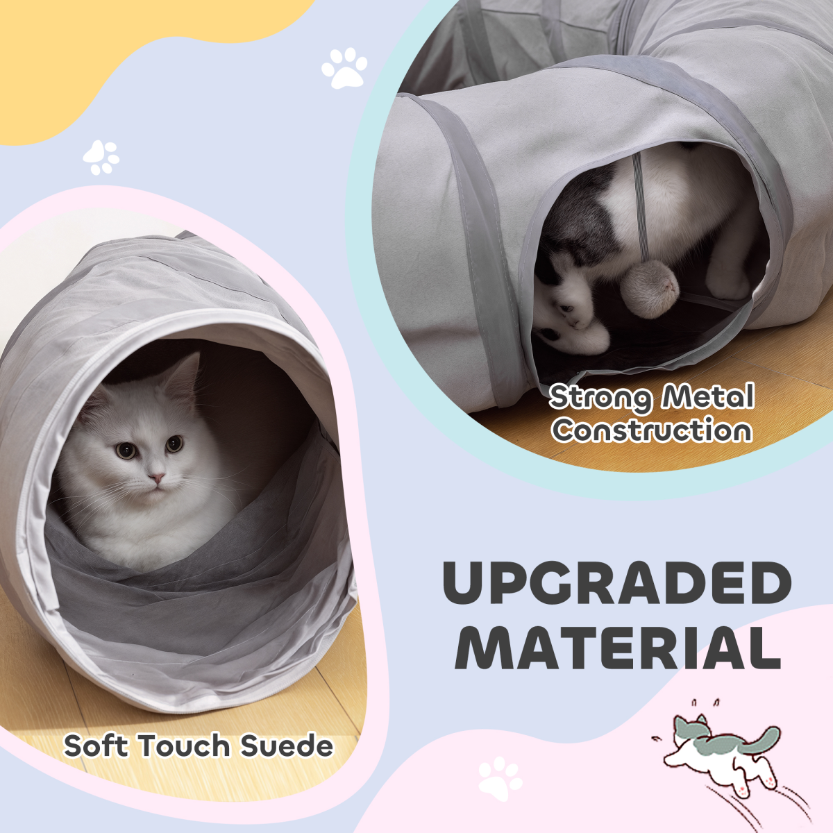 2-in-1 Cat Tunnel & Bed for Indoor Cats – Grey