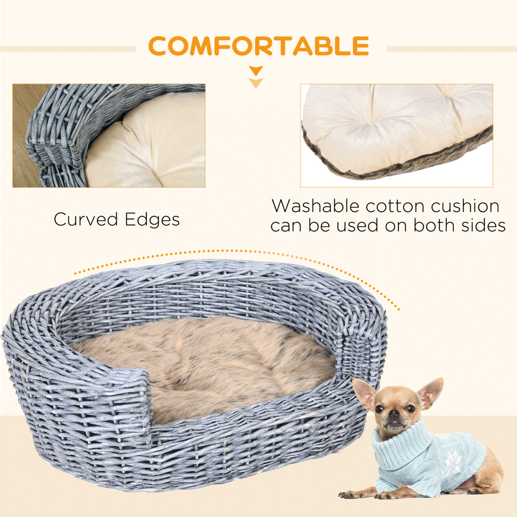 Elevated Wicker Pet Sofa Bed for Dogs & Cats