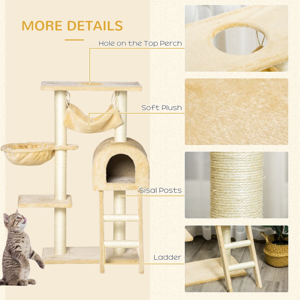 Indoor Cat Tree with Hammock, House & Scratching Post | Petmelle