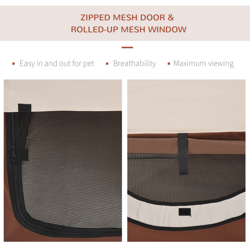 Brown Foldable Soft Pet Crate & Travel Carrier