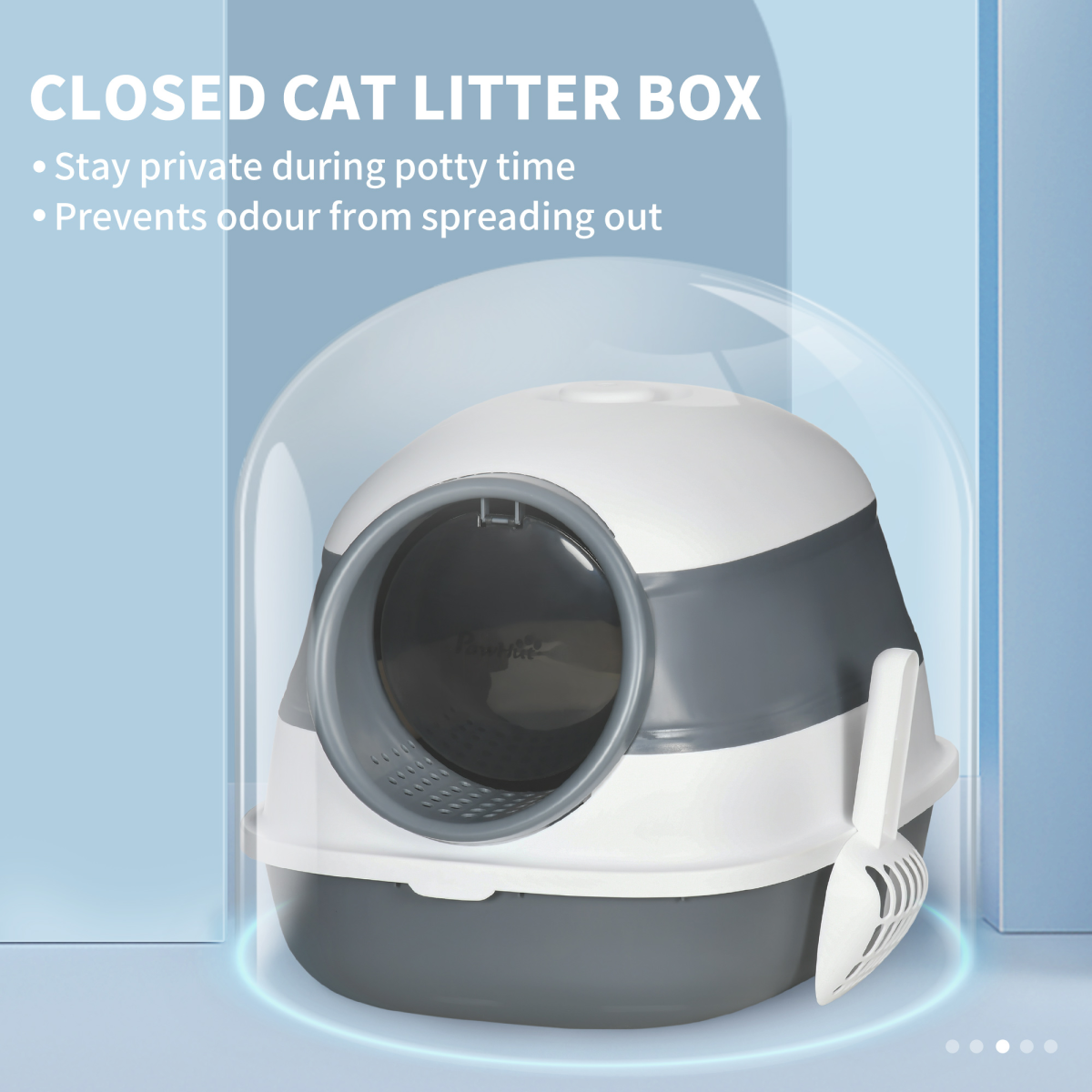 High-Sided Hooded Cat Litter Box with Scoop & Deodorising Filter