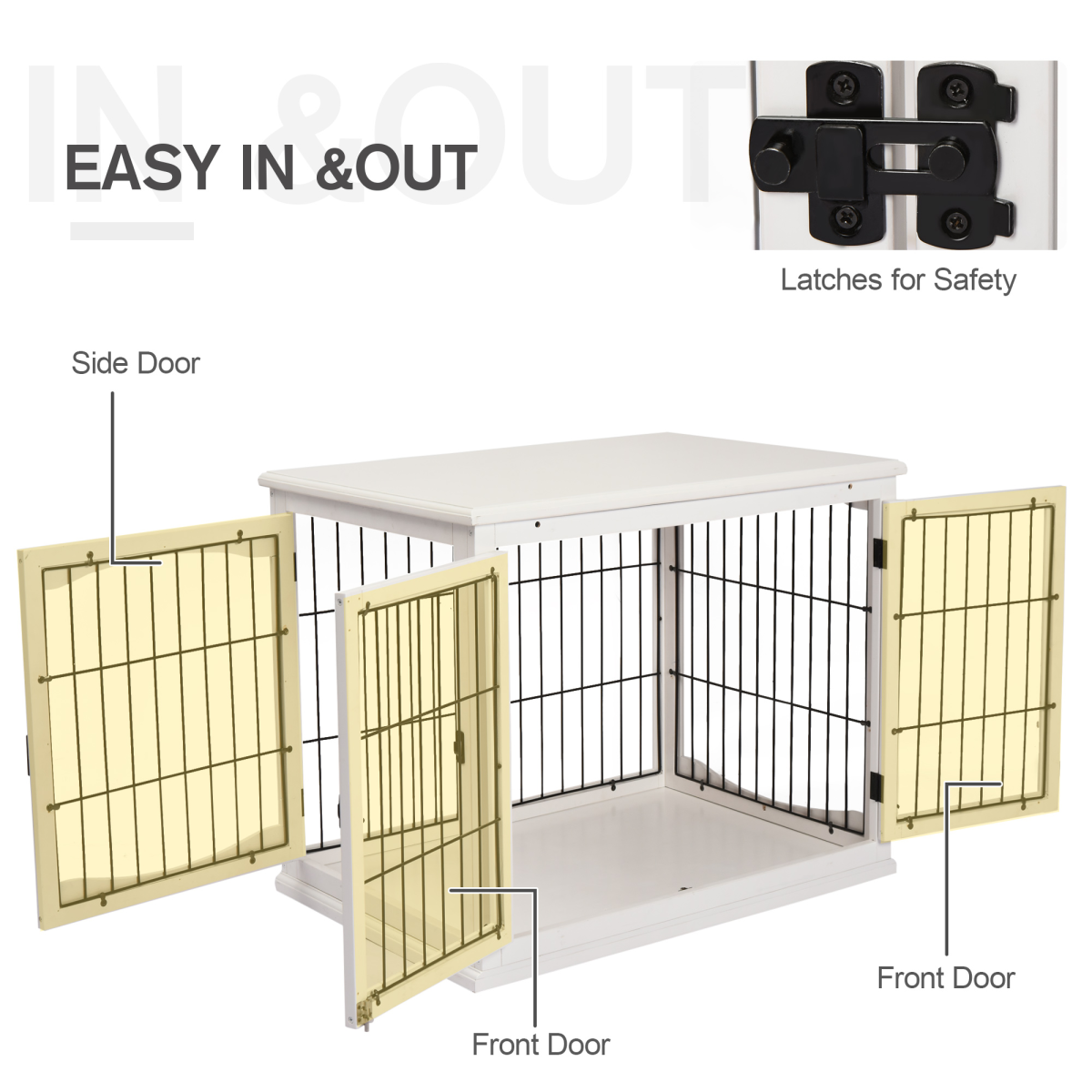 White Wooden Dog Crate End Table for Small Dogs